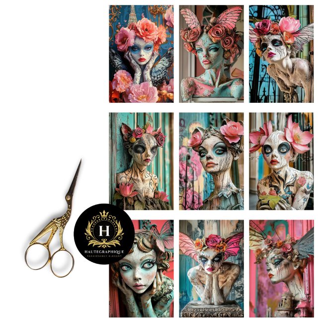 Papier Mousseline Whimsical Gothique Paris Gargoyle Découpage (Créateur téléchargé)