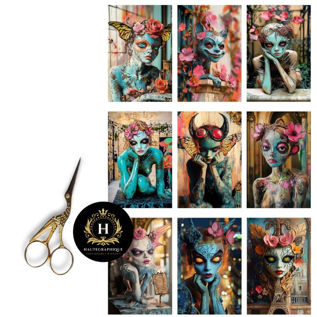 Papier Mousseline Whimsical Gothique Paris Gargoyle Découpage (Créateur téléchargé)