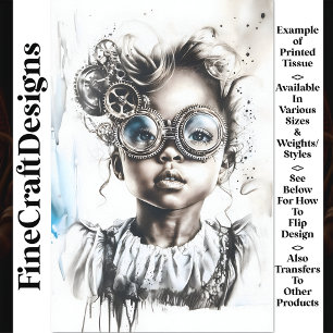 Papier Mousseline Whimsical Monochrome Girl dans lunettes W7 Découpa