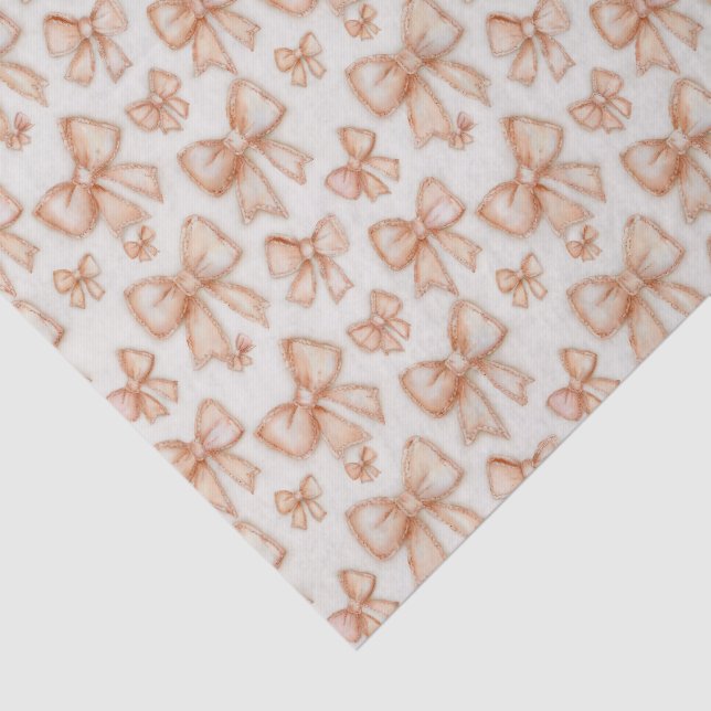 Papier Mousseline Whimsical Peach Coquette Bows New Baby Shower (Détail)