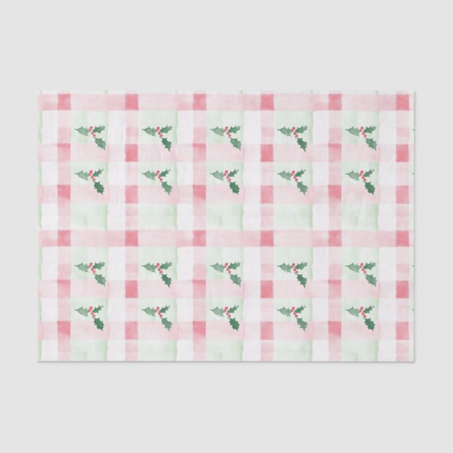 Papier Mousseline Whimsical Pink Green Retro Christmas  (Recto)