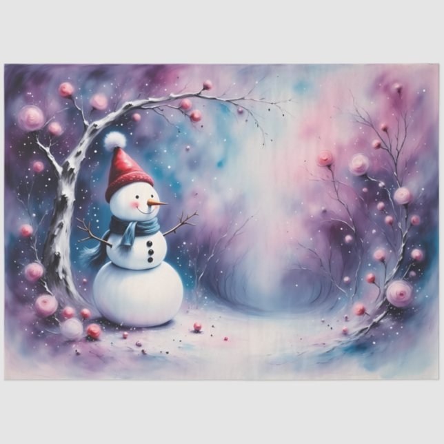 Papier Mousseline Whimsical Snowman | Pastel Winter Christmas (Recto)