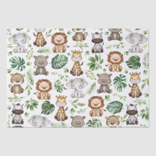 Papier Mousseline Whimsical Tropical Jungle Safari Animaux sauvages