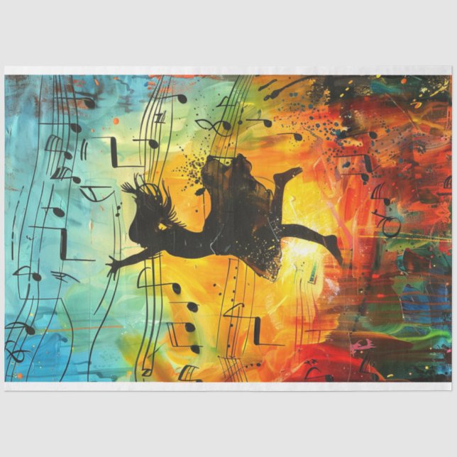 Papier Mousseline Whimsical Vibrant Coloured Girls Dancing Decoupage (Recto)