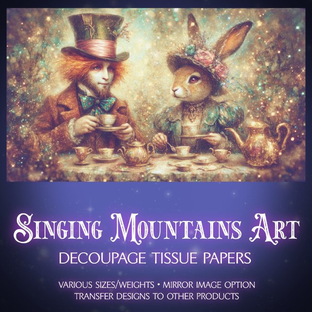 Papier Mousseline Whimsical Victorian Wonderland Tea Party Decoupage (Créateur téléchargé)