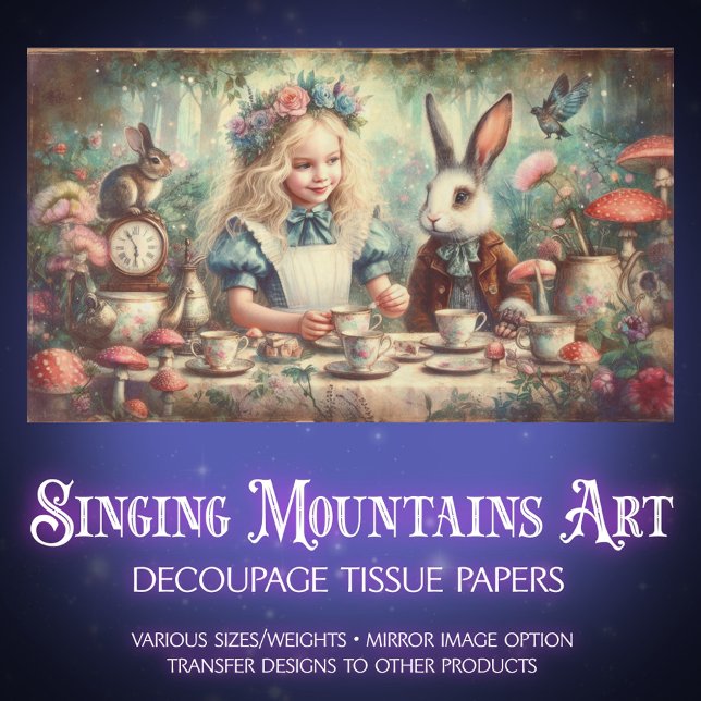 Papier Mousseline Whimsical Wonderland Tea Party Decoupage (Créateur téléchargé)