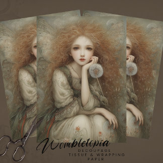 Papier Mousseline Whimsical Woodland Fairy Portrait with Dandelion