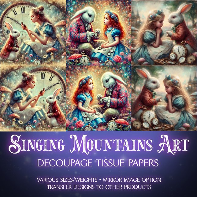 Papier Mousseline Whimsslock Forest Alice Wonderland Decoupage (Créateur téléchargé)