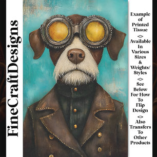 Papier Mousseline Whimsy Steampunk mignonne Chien dans les lunettes 