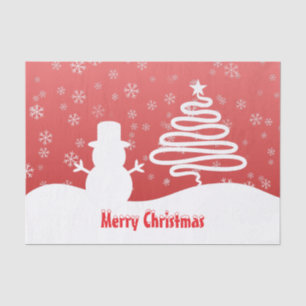 Papier Mousseline White Christmas Winter Wonderland Snowman Tree