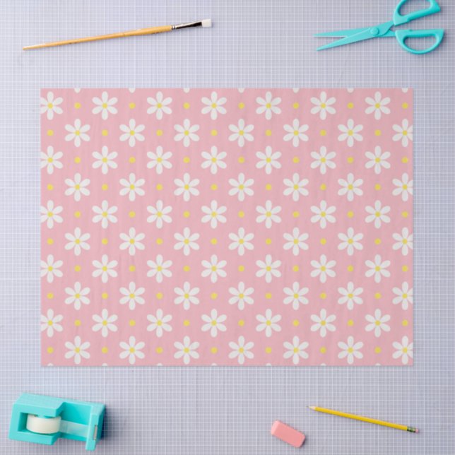 Papier Mousseline White Daisies Pattern Custom Background (Artisanat)