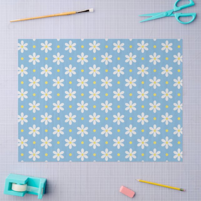 Papier Mousseline White Daisies Pattern Custom Background (Artisanat)