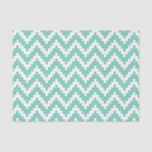 Papier Mousseline White Ikat Chevron sur Mint Arrière - plan 2 (Recto)