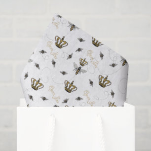Papier Mousseline White Mothers Day Royal Queen Bee & Gold Crown