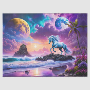 Papier Mousseline White Unicorn Imaginaire Tropical Beach