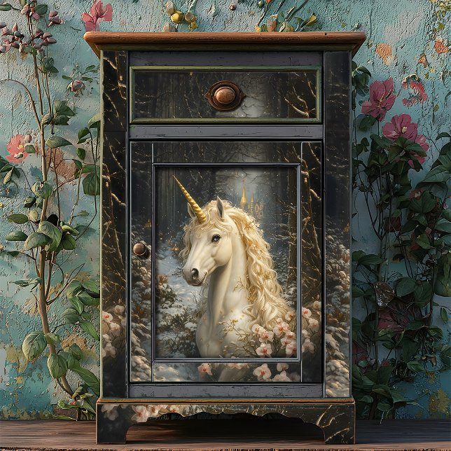 Papier Mousseline White Unicorn rose Orchidées Hivernal Fairytale Ch (Créateur téléchargé)