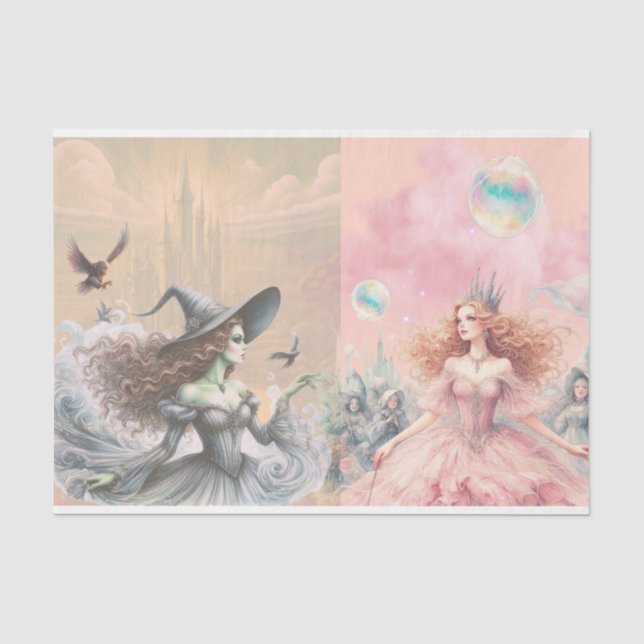 Papier Mousseline Wicked Witch et Galinda Wizard of Oz Decoupage (Recto)