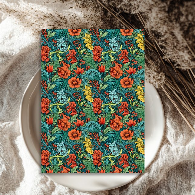 Papier Mousseline William Morris a inspiré des fleurs colorées et vi (William Morris inspired colorful vibrant flowers Tissue Paper)