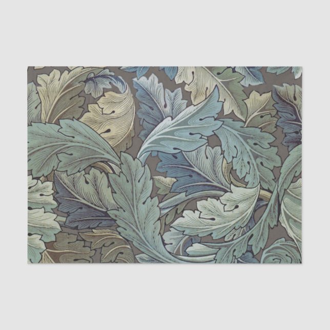 Papier Mousseline William Morris Acanthus Sage Fleur Floral Botaniqu (Recto)