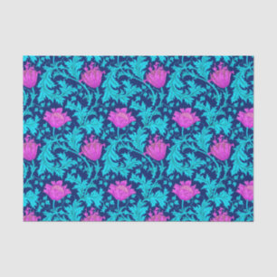 Papier Mousseline William Morris Anemone, Navy, Turquoise & Magenta