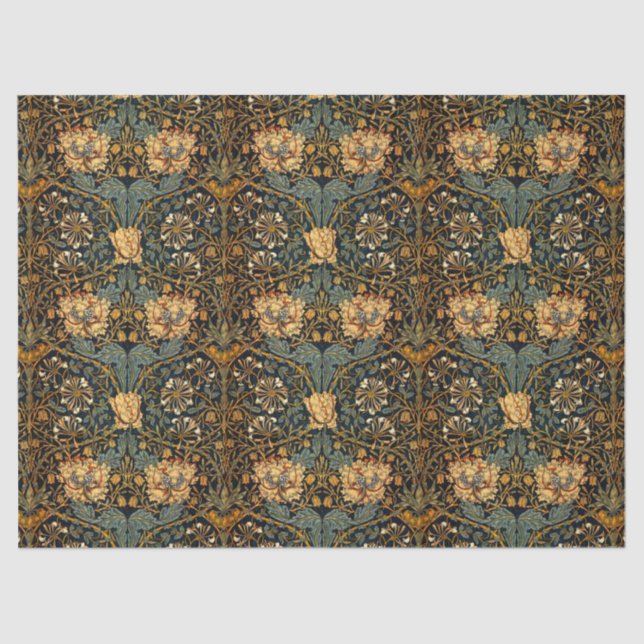 Papier Mousseline William Morris Antique Honeysuckle Motif Floral (Recto)