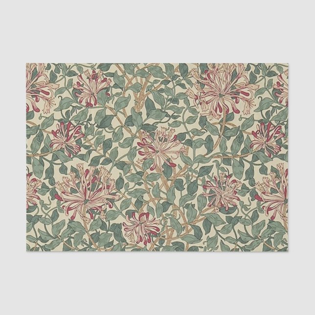 Papier Mousseline William Morris - Art Nouveau Honeysuckie & Feuille (Recto)