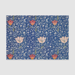 Papier Mousseline William Morris Beau motif floral Bleu