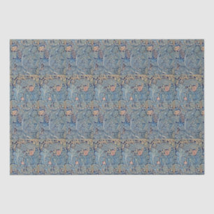 Papier Mousseline William Morris Beau motif floral bleu rose