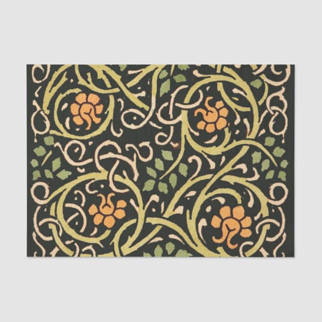 Papier Mousseline William Morris Black Floral Art (Recto)