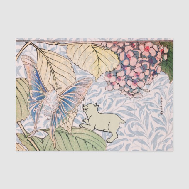 Papier Mousseline WILLIAM MORRIS CHASSE CHASSE BLANC Tissus papier (Recto)