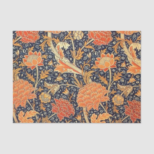 Papier Mousseline William Morris Cray Floral Art Nouveau Motif (Recto)