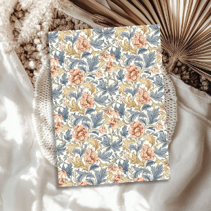 Papier Mousseline William Morris d'inspiration ivoire rose pâle bleu