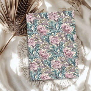 Papier Mousseline William Morris d'inspiration vert pastel violet cl