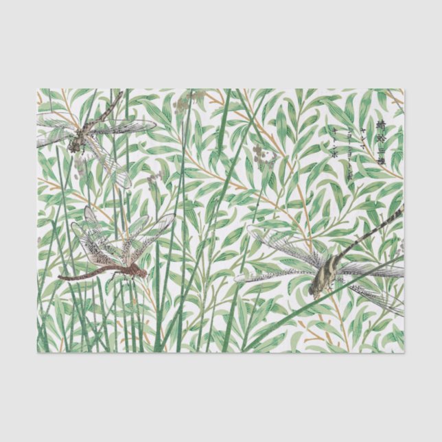 Papier Mousseline WILLIAM MORRIS ET DRAGONFLIS Tissus Paper (Recto)