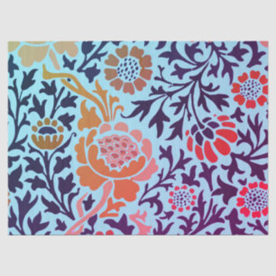 Papier Mousseline William Morris FLEURS SUR LE papier de tissus BLEU