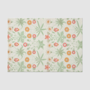 Papier Mousseline William Morris Green Flower Motif Design