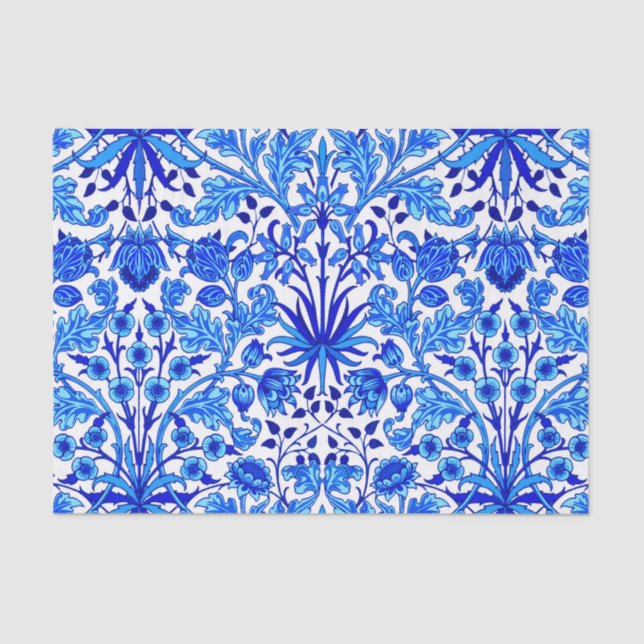 Papier Mousseline William Morris Hyacinth Imprimer, Cobalt Bleu & Bl (Recto)