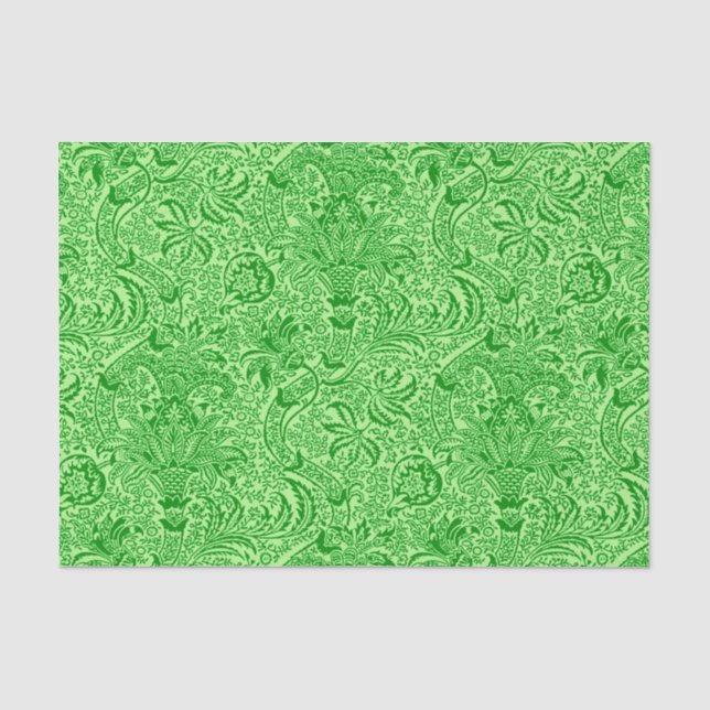 Papier Mousseline William Morris Indian, Lime et Kiwi Green (Recto)