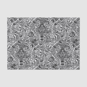 Papier Mousseline William Morris indien, blanc et noir