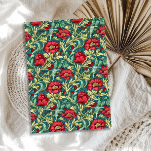 Papier Mousseline William Morris inspiré bordeaux vert poussiéreux