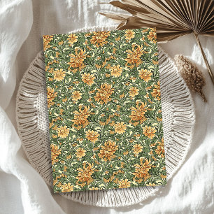 Papier Mousseline William Morris inspiré orange pastel vert floral