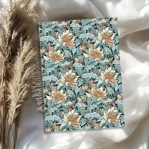 Papier Mousseline William Morris inspiré pastel bleu ivoire pêche
