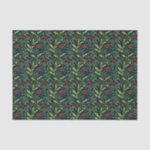 William Morris Inspiré Red Holly Berry Noël
