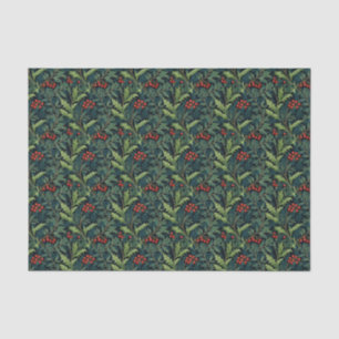 Papier Mousseline William Morris Inspiré Red Holly Berry Noël