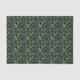Papier Mousseline William Morris Inspiré Red Holly Berry Noël