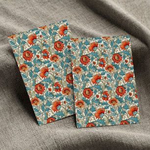 Papier Mousseline William Morris inspiré terre cuite pastel bleu