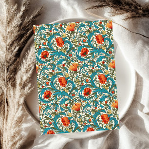 Papier Mousseline William Morris inspiré terre cuite pastel bleu