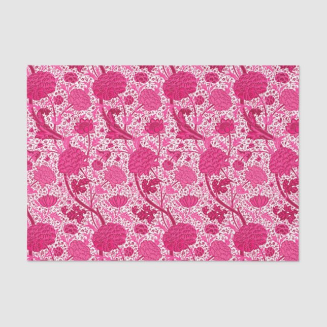 Papier Mousseline William Morris Jacobean Floral, Fuchsia Pink (Recto)