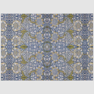 Papier Mousseline William Morris Kennet Bleu Blanc Floral Découpage