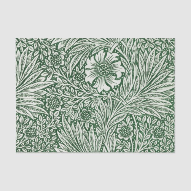 Papier Mousseline william morris marigold fleurs vertes (Recto)